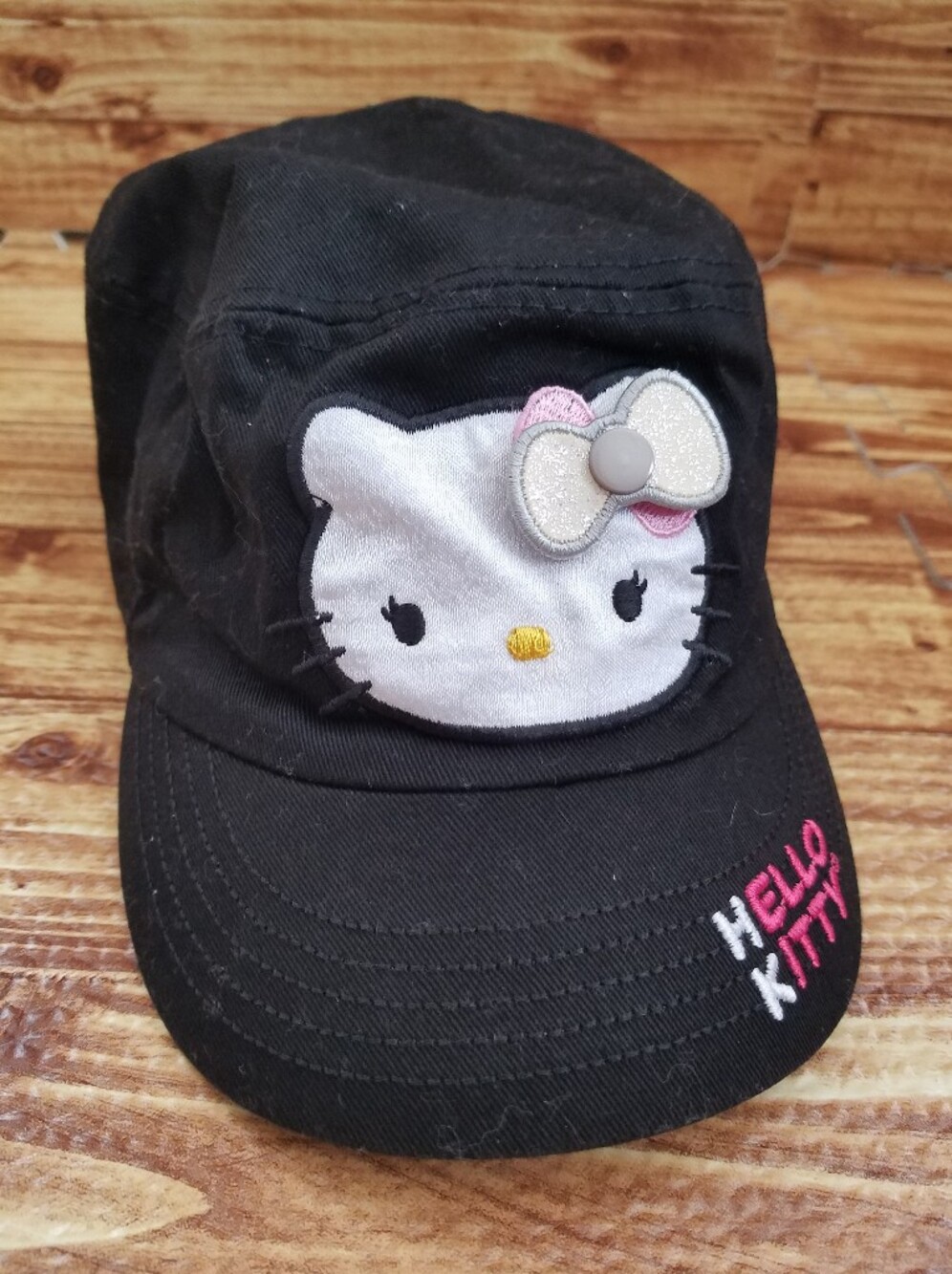 Sanrio Hello Kitty Military Cadet Cap Black Girls Small OSFM
